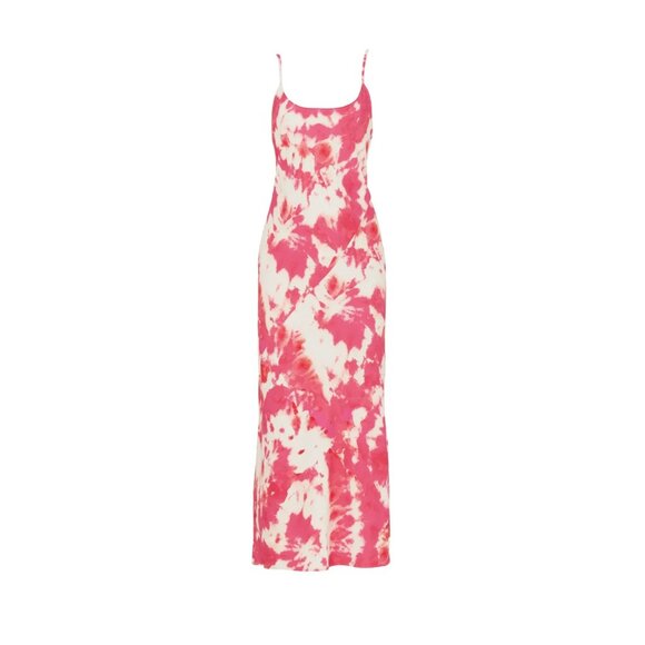 Thakoon Pink Tie-Dye Satin Slip Maxi Dress Size 2 (Retails $315) FLAW See Photos - Picture 5 of 13